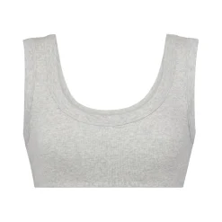 COTTON RIB SCOOP NECK BRALETTE | LIGHT HEATHER GREY
