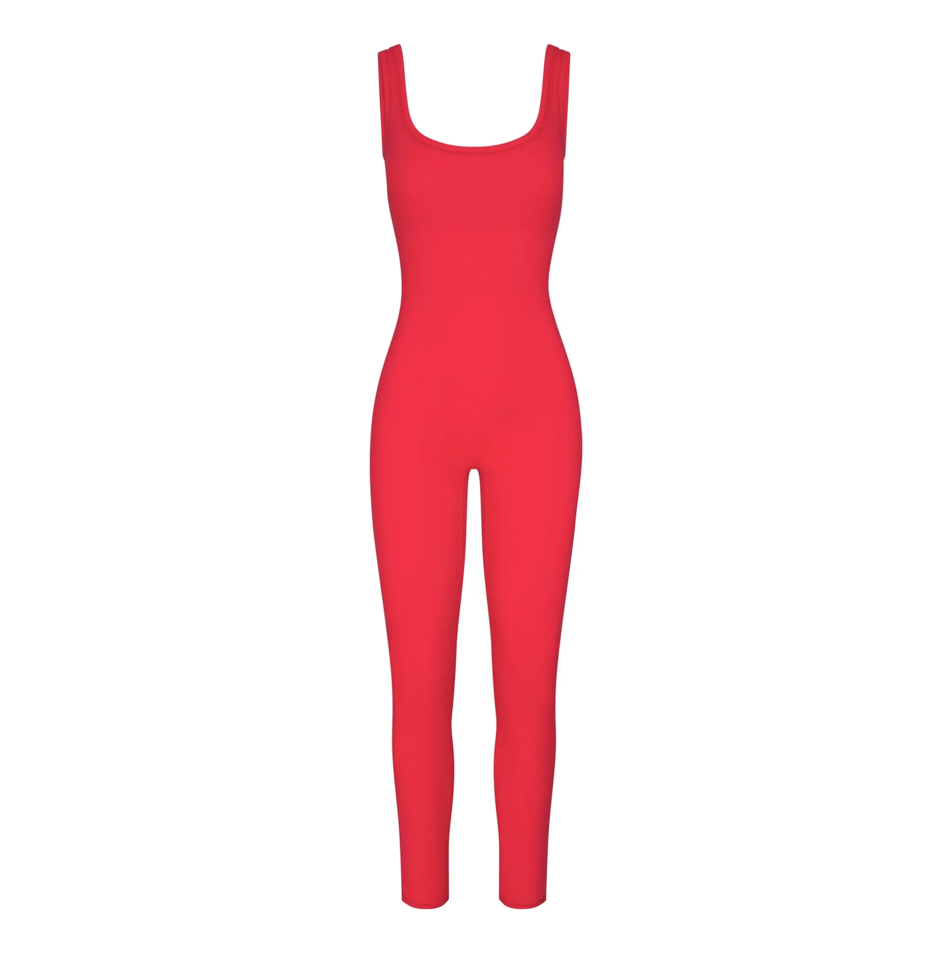 COTTON RIB TANK CATSUIT | RED MULTI