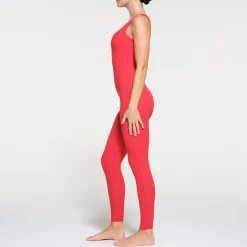 COTTON RIB TANK CATSUIT | RED MULTI