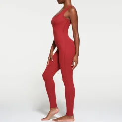 COTTON RIB TANK CATSUIT | BRICK MULTI
