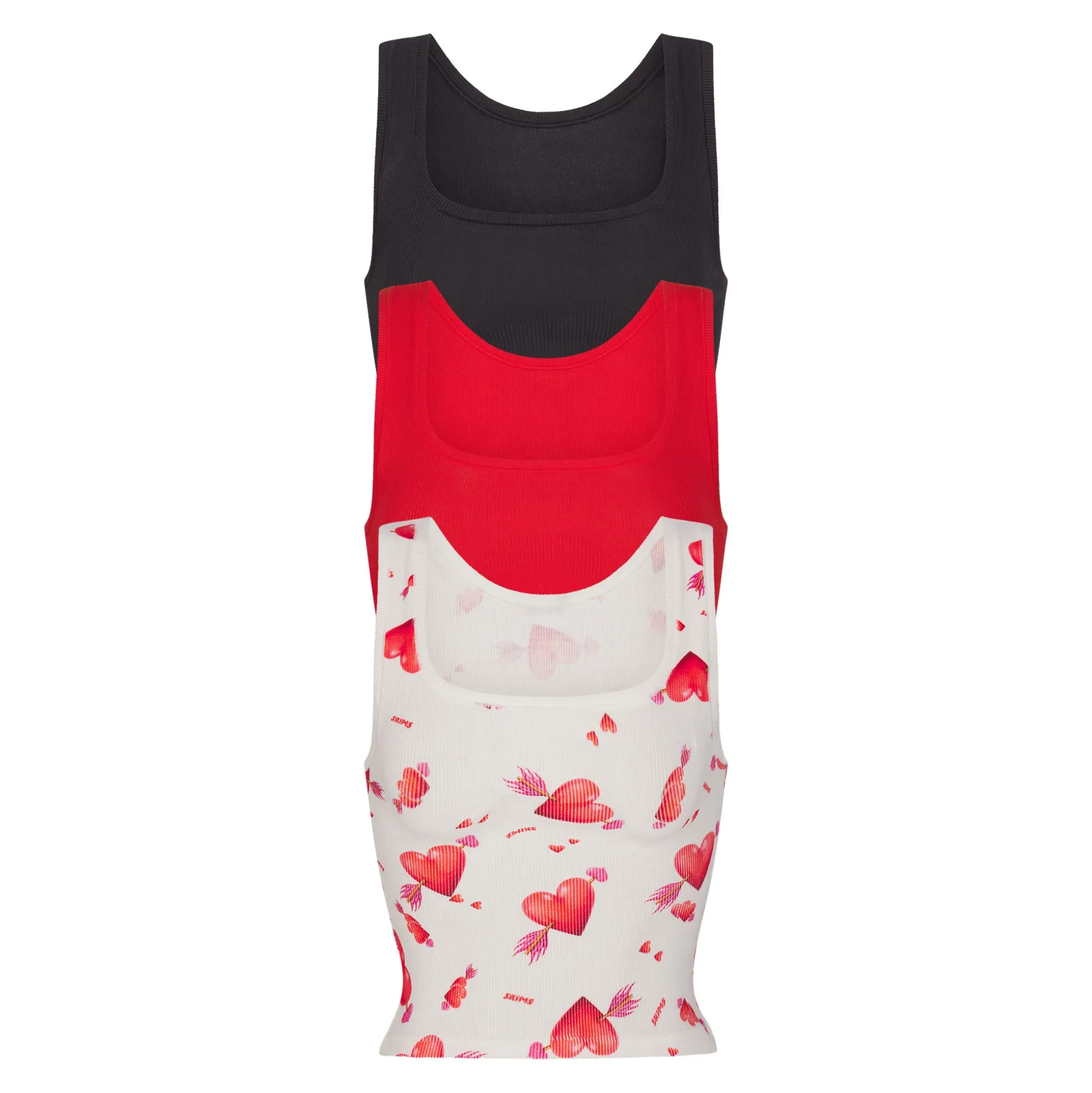 COTTON RIB TANK 3-PACK | HEART AND ARROW MULTI