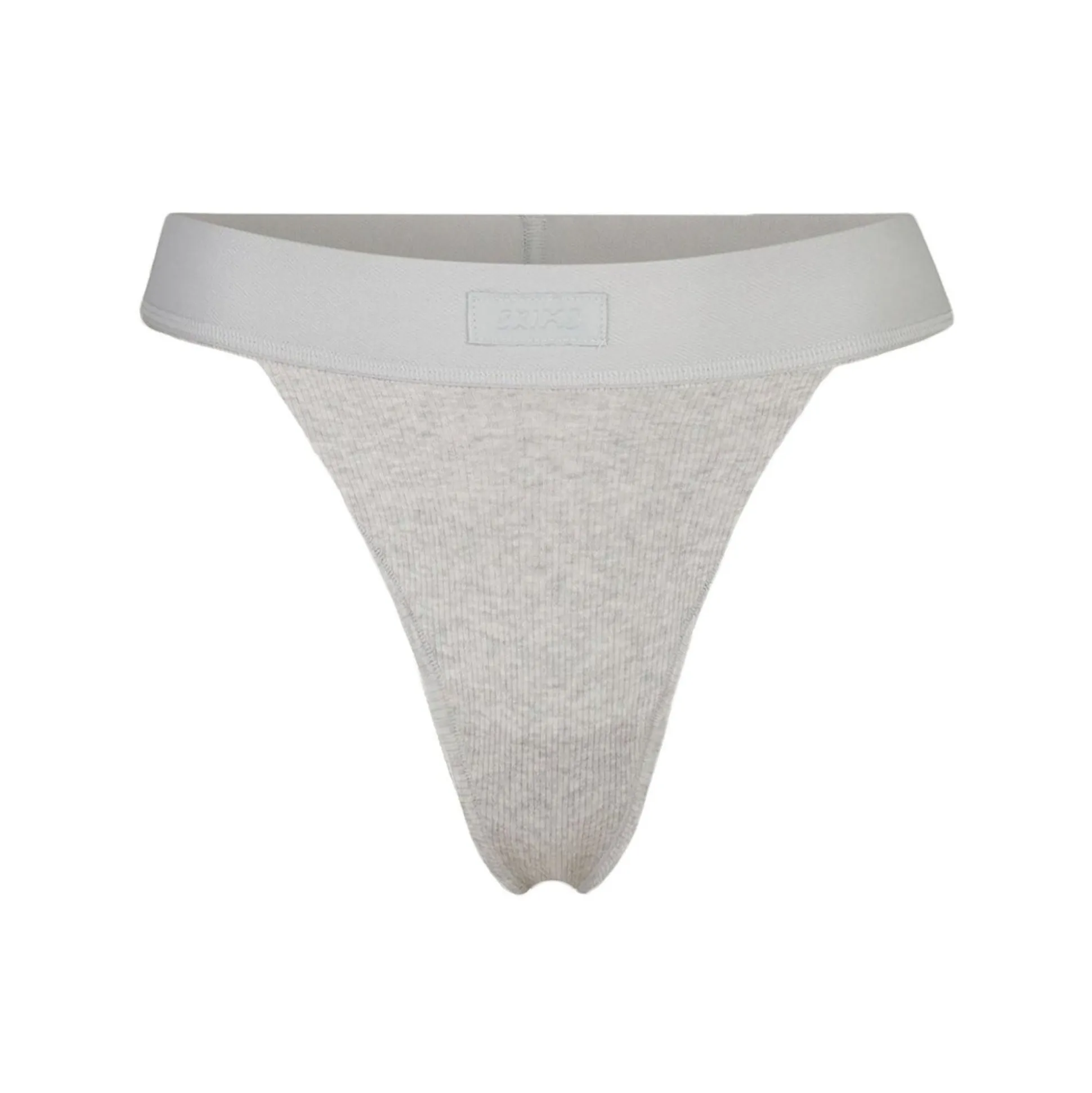 COTTON RIB THONG | LIGHT HEATHER GREY