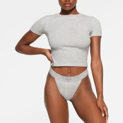 COTTON RIB T-SHIRT | LIGHT HEATHER GREY