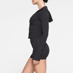 COTTON RIB ZIP UP HOODIE | SOOT