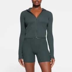 COTTON RIB ZIP UP HOODIE | SPRUCE MULTI