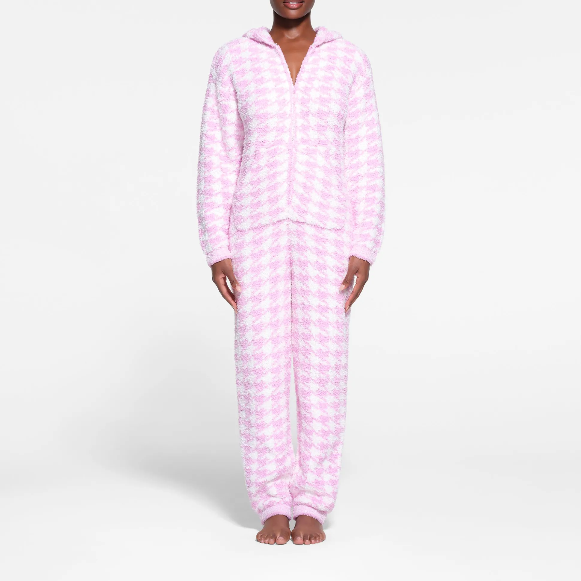 COZY KNIT UNISEX ONESIE | PETAL HOUNDSTOOTH
