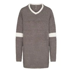 COZY KNIT V NECK MINI DRESS | GREY CHALK MULTI