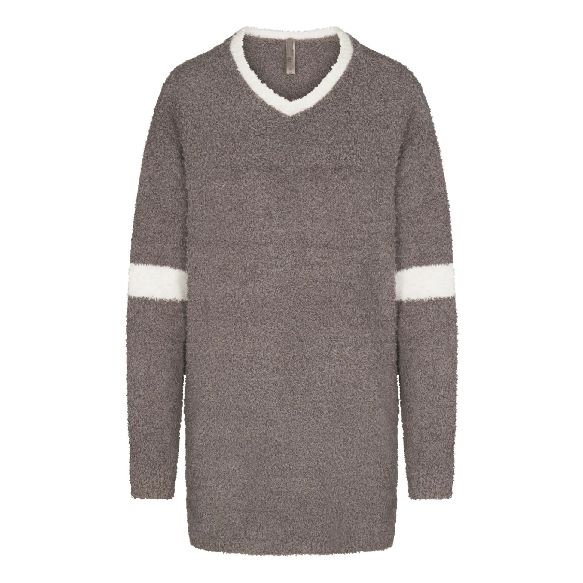 COZY KNIT V NECK MINI DRESS | GREY CHALK MULTI