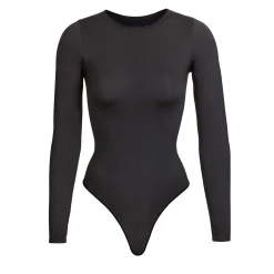 ESSENTIAL CREW NECK LONG SLEEVE BODYSUIT | ONYX