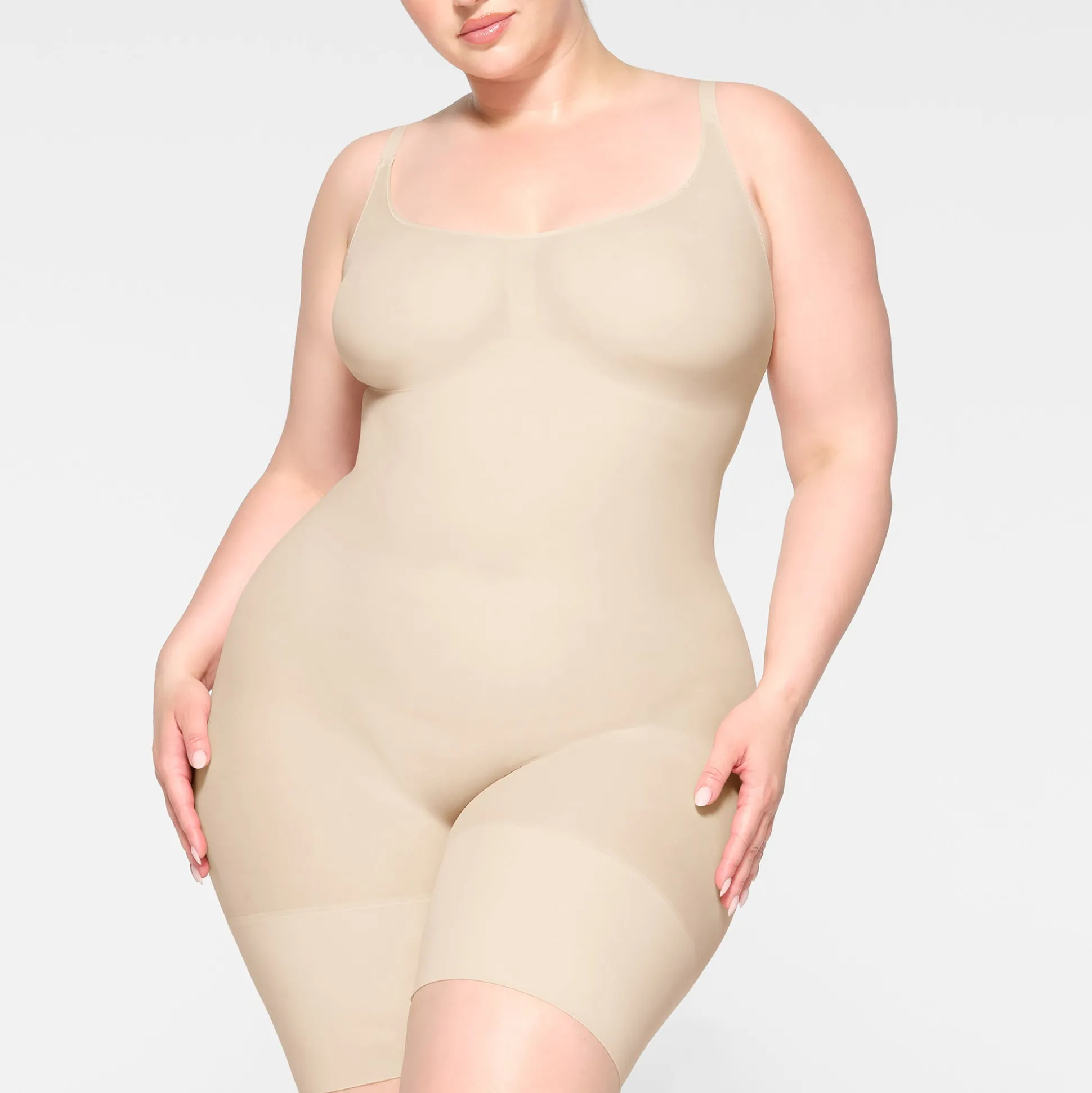 EVERYDAY SCULPT MID THIGH BODYSUIT | SAND