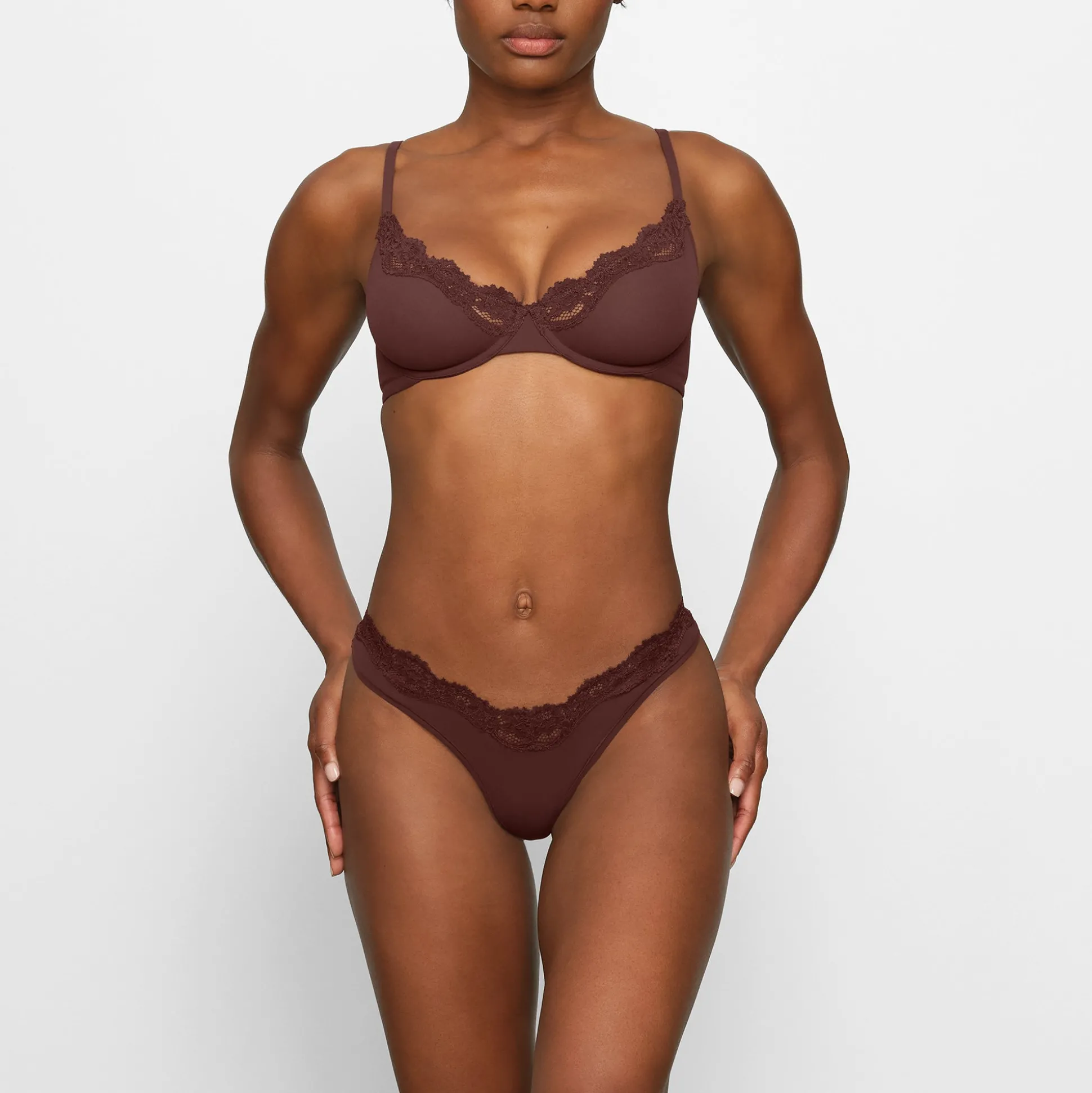 FITS EVERYBODY CORDED LACE UNLINED SCOOP BRA | COCOA