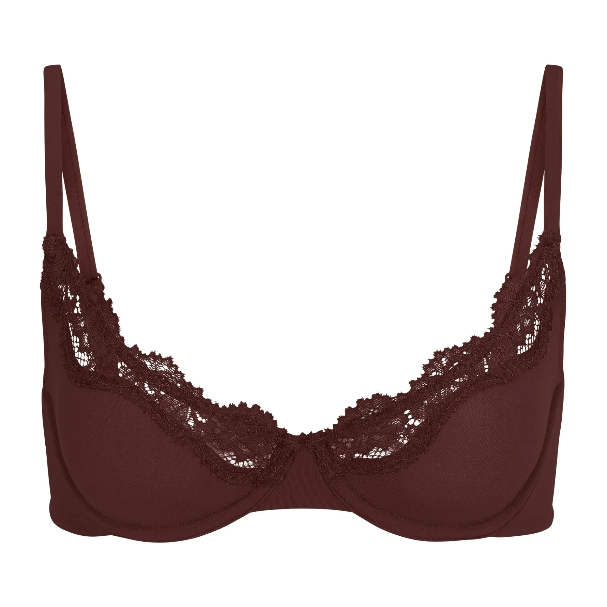 FITS EVERYBODY CORDED LACE UNLINED SCOOP BRA | COCOA