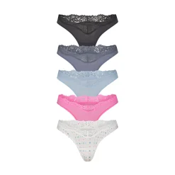 FITS EVERYBODY LACE DIPPED THONG 5-PACK | OPAL FAIR ISLE MULTI