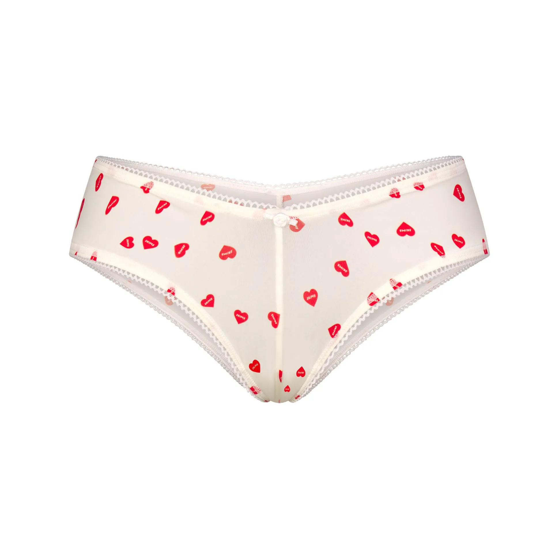 FITS EVERYBODY PICOT TRIM TANGA | RUBY HEART PRINT
