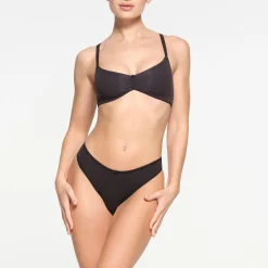 FITS EVERYBODY PICOT TRIM SKIMPY SCOOP BRALETTE | ONYX