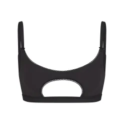 FITS EVERYBODY PICOT TRIM CUT OUT SCOOP BRALETTE | ONYX