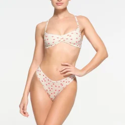 FITS EVERYBODY PICOT TRIM SKIMPY SCOOP BRALETTE | RUBY HEART PRINT