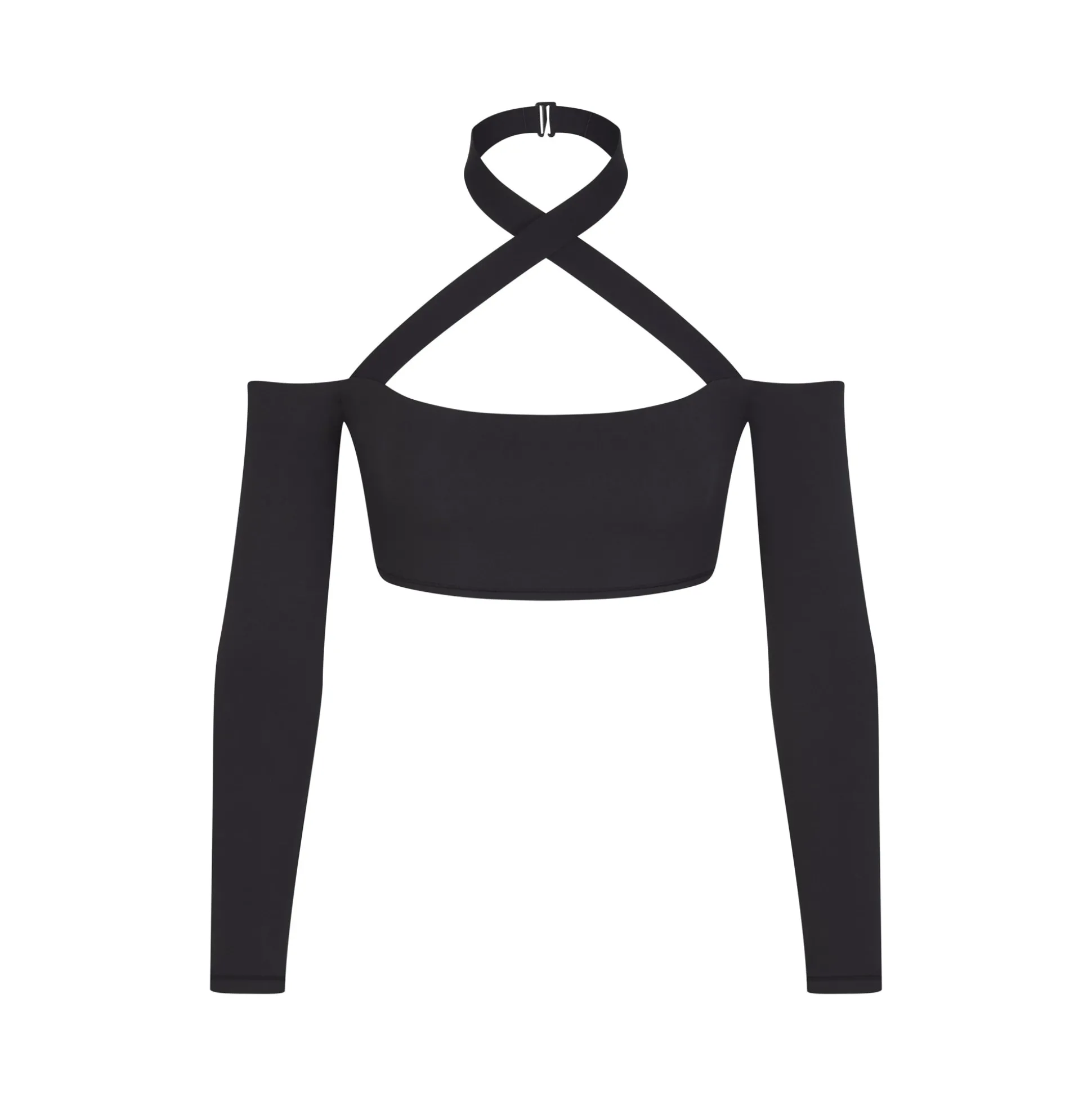 FITS EVERYBODY WRAP LONG SLEEVE SUPER CROPPED TOP | ONYX