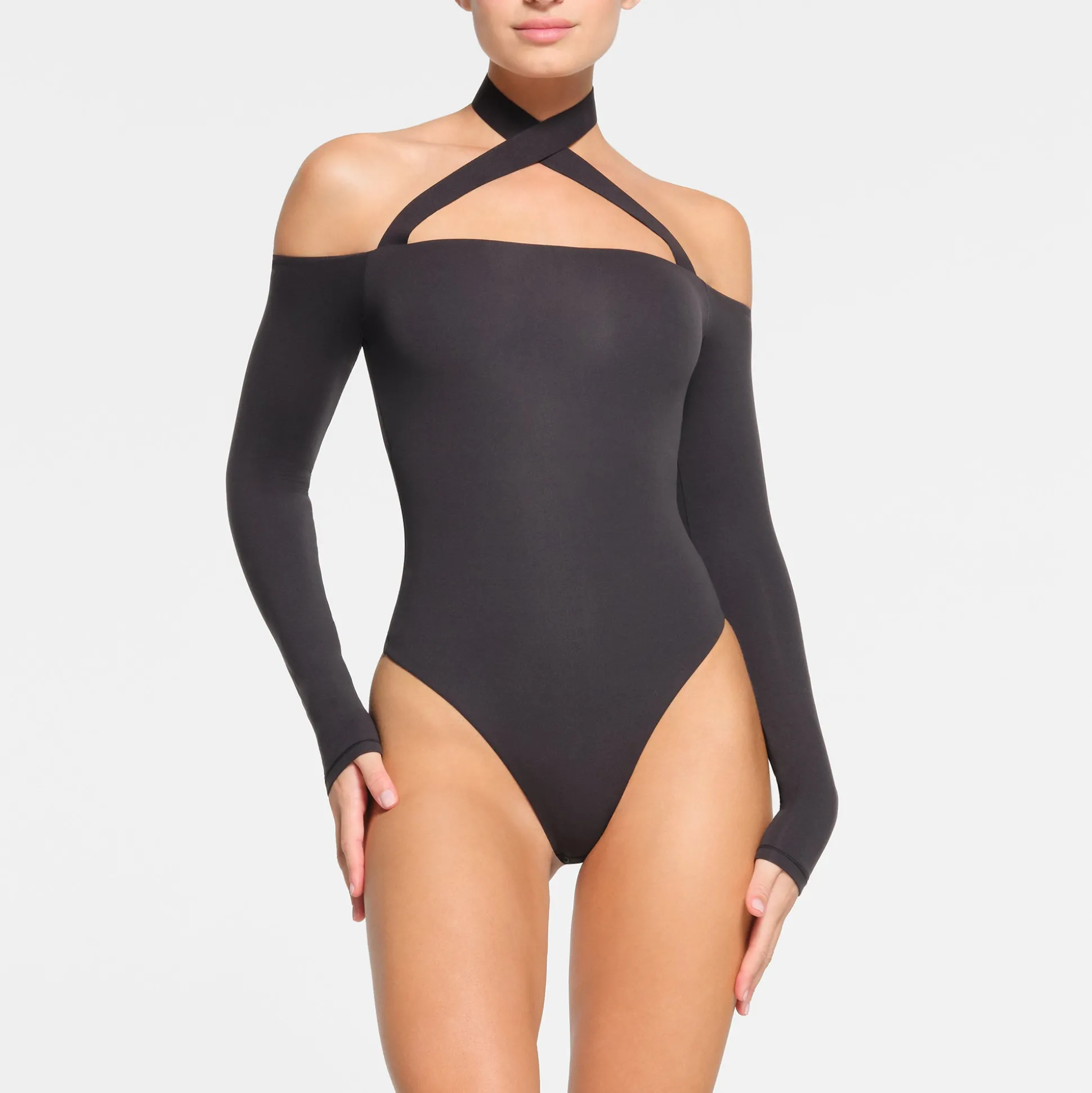 FITS EVERYBODY WRAP LONG SLEEVE BODYSUIT | ONYX