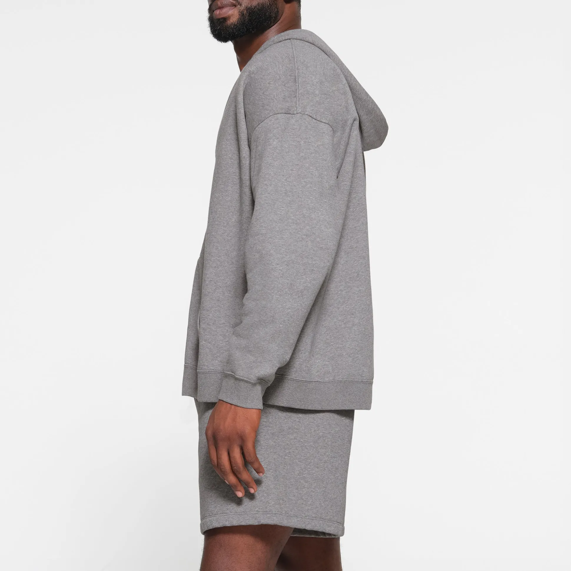 FLEECE LOUNGE MENS OVERSIZED ZIP UP HOODIE | DARK HEATHER GREY
