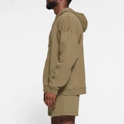 FLEECE LOUNGE MENS OVERSIZED ZIP UP HOODIE | ARMY