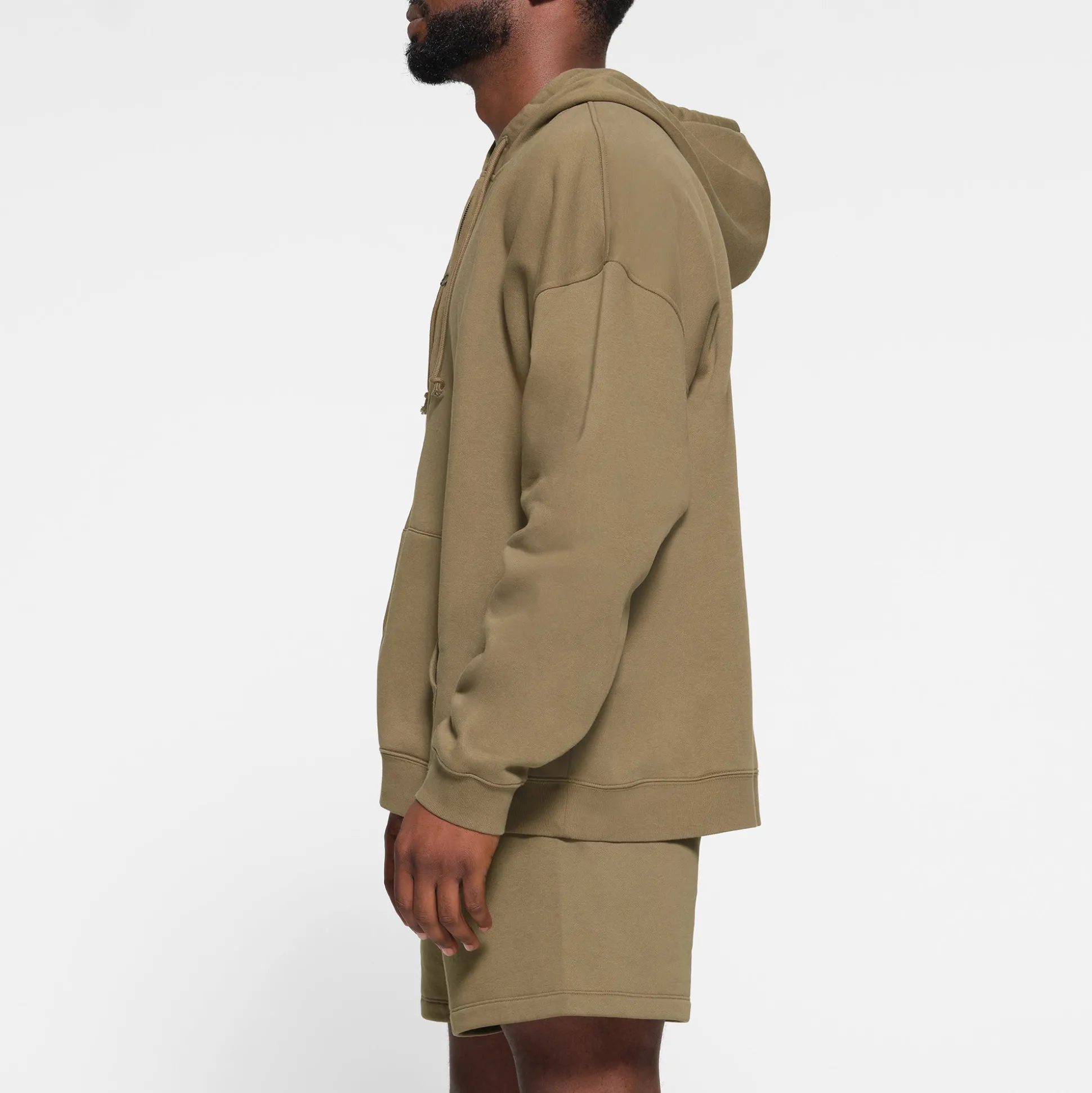 FLEECE LOUNGE MENS OVERSIZED ZIP UP HOODIE | ARMY