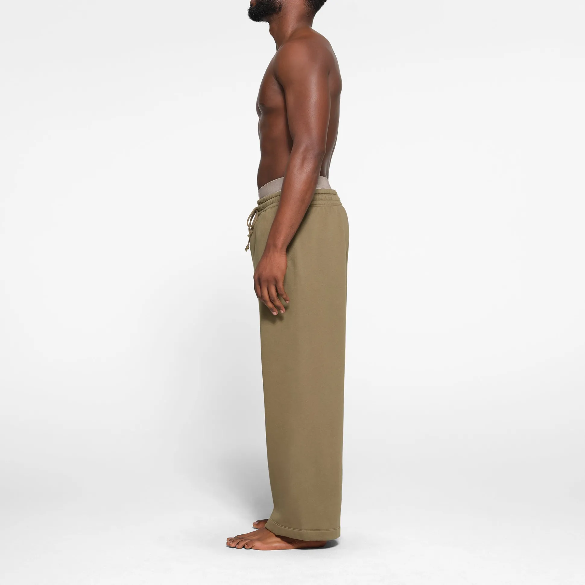 FLEECE LOUNGE MENS OVERSIZED STRAIGHT LEG PANT | ARMY