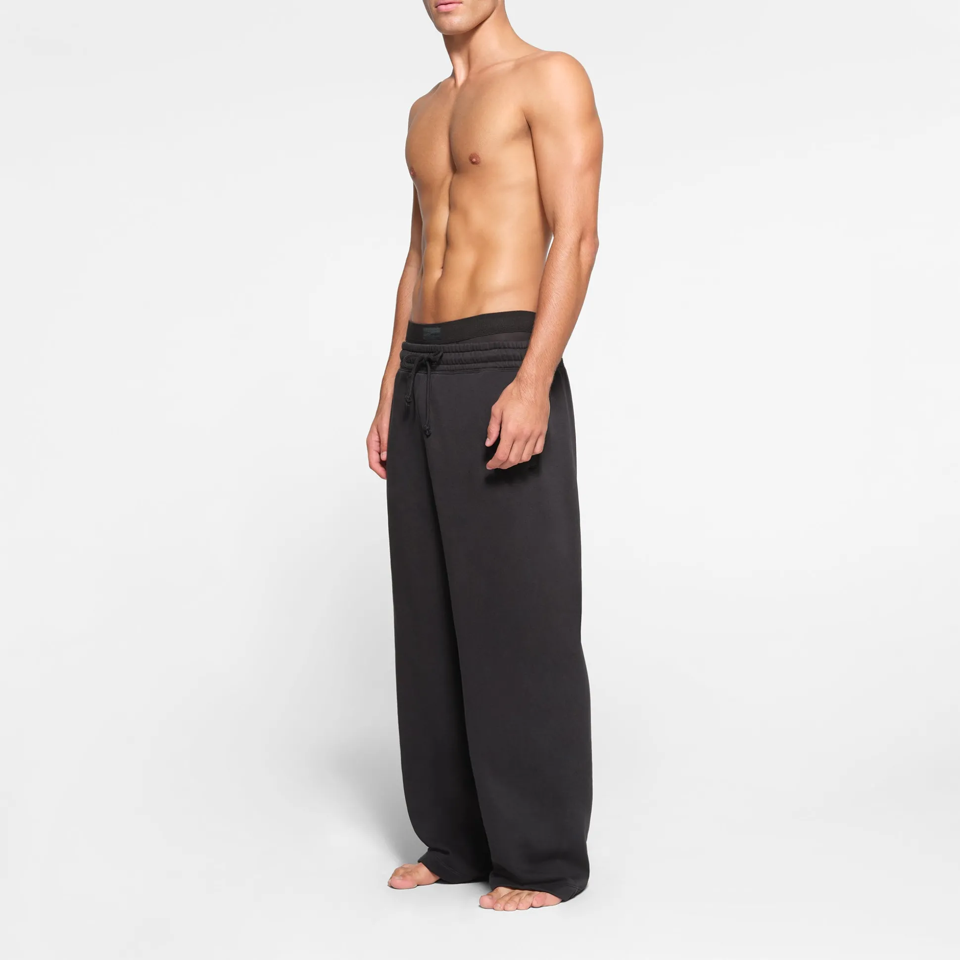 FLEECE LOUNGE MENS OVERSIZED STRAIGHT LEG PANT | WASHED ONYX