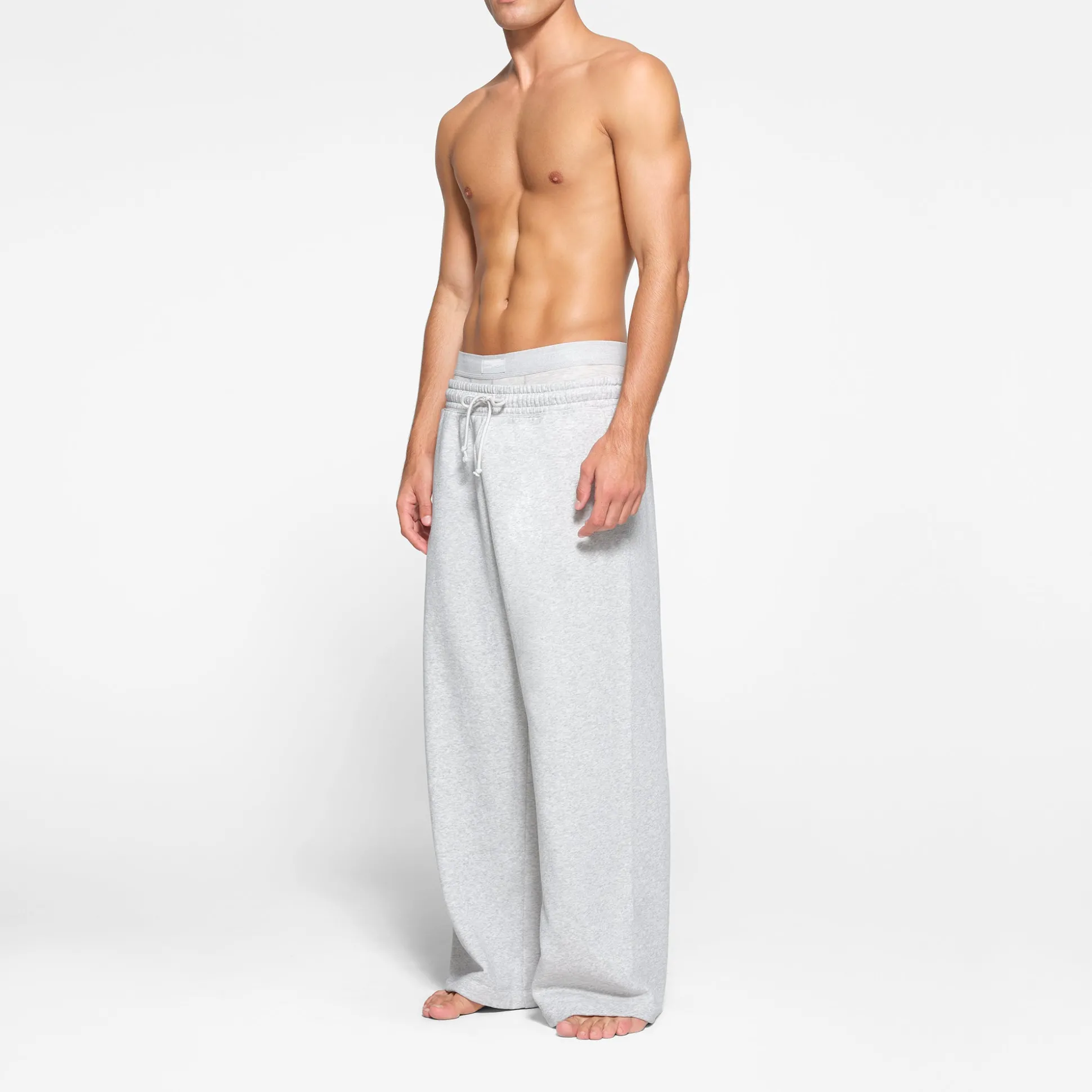 FLEECE LOUNGE MENS OVERSIZED STRAIGHT LEG PANT | LIGHT HEATHER GREY