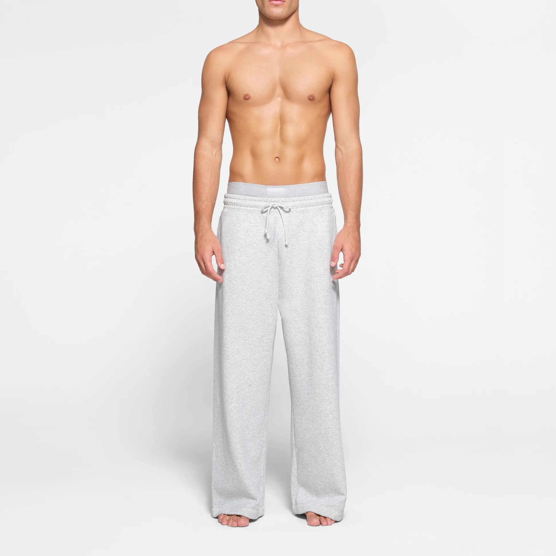 FLEECE LOUNGE MENS OVERSIZED STRAIGHT LEG PANT | LIGHT HEATHER GREY