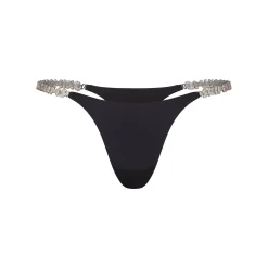JELLY SHEER CRYSTAL LOGO SIDE THONG | ONYX