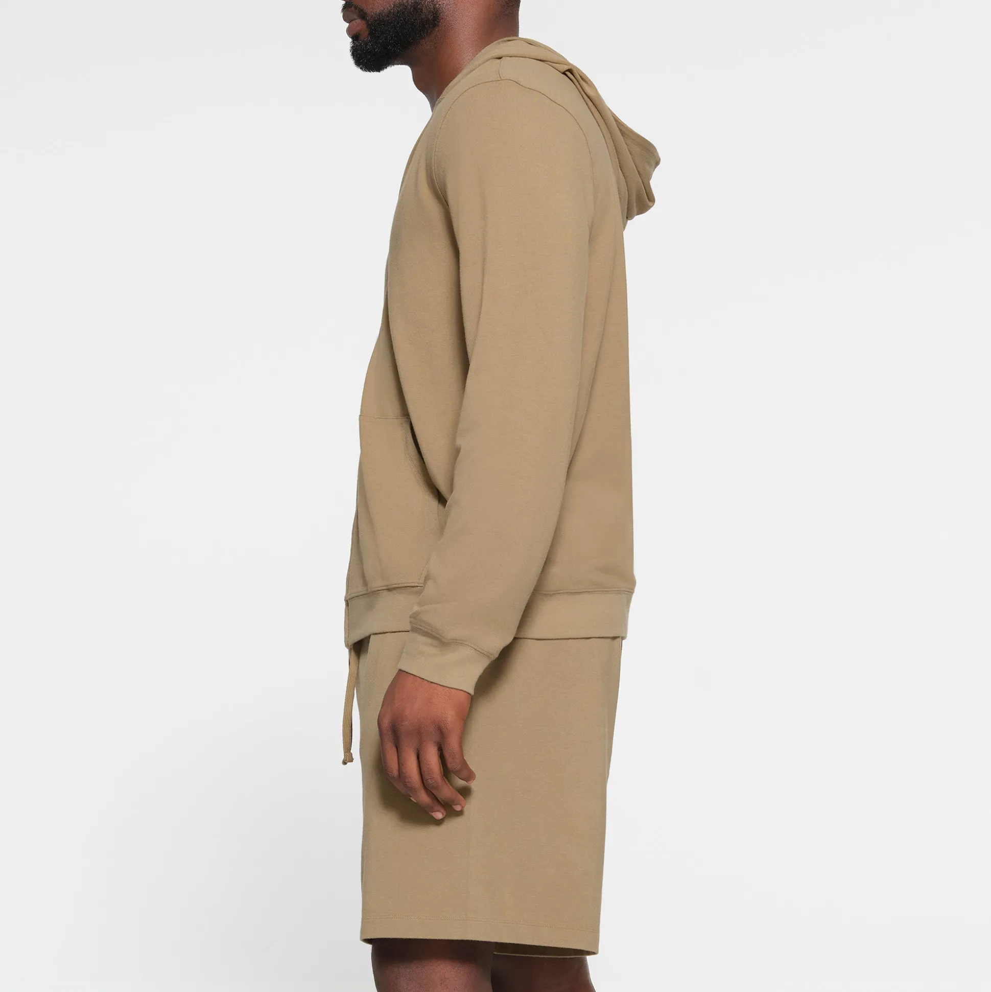 JERSEY LOUNGE MENS ZIP UP HOODIE | KHAKI
