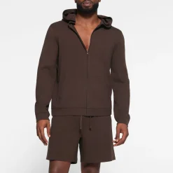 JERSEY LOUNGE MENS ZIP UP HOODIE | ESPRESSO