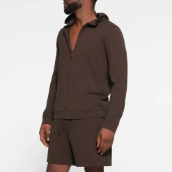 JERSEY LOUNGE MENS ZIP UP HOODIE | ESPRESSO