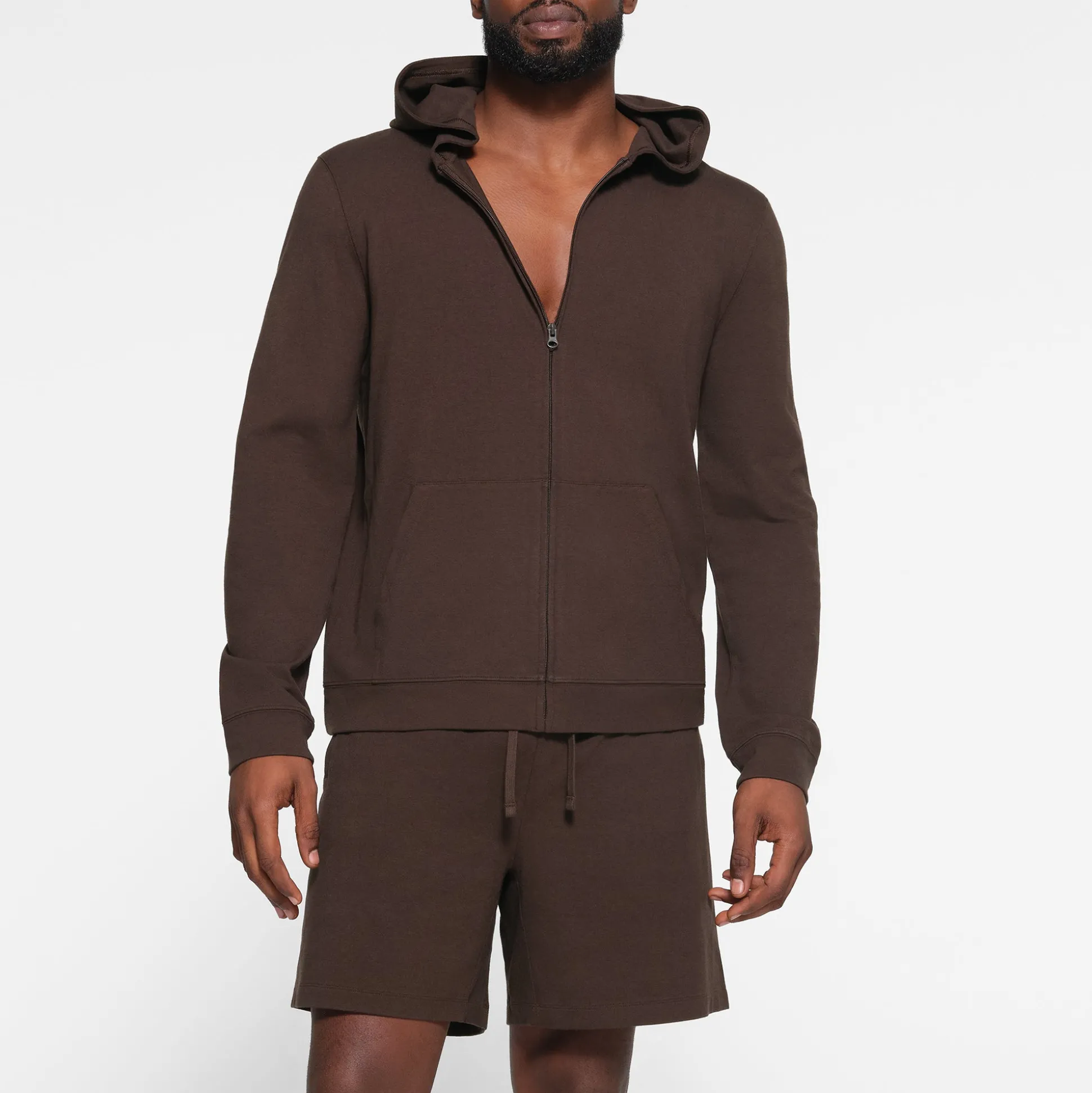 JERSEY LOUNGE MENS ZIP UP HOODIE | ESPRESSO