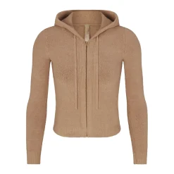 LIGHT COZY CROPPED ZIP UP HOODIE | DESERT