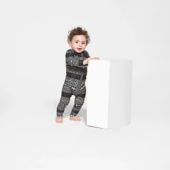 LOGO PLUSH POINTELLE BABY ONESIE | ONYX FAIR ISLE