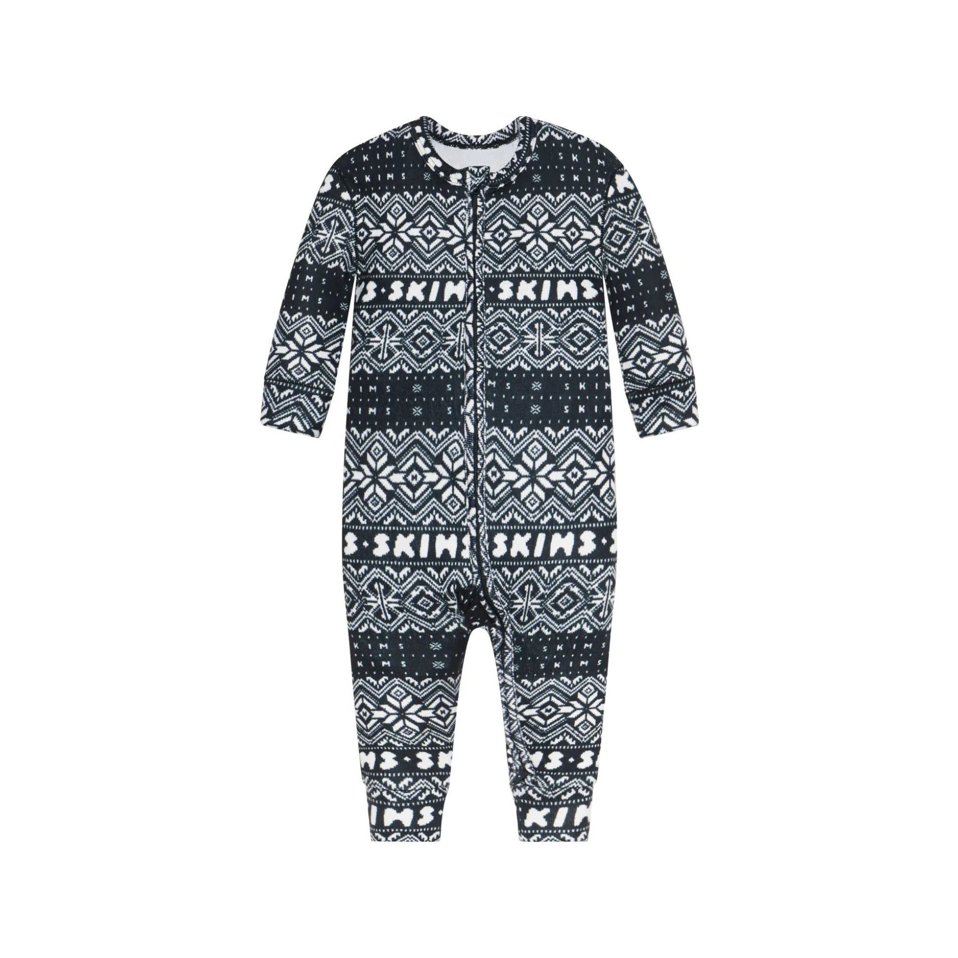 LOGO PLUSH POINTELLE BABY ONESIE | ONYX FAIR ISLE