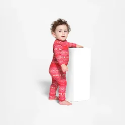 LOGO PLUSH POINTELLE BABY ONESIE | RED FAIR ISLE