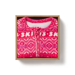 LOGO PLUSH POINTELLE BABY ONESIE | RED FAIR ISLE