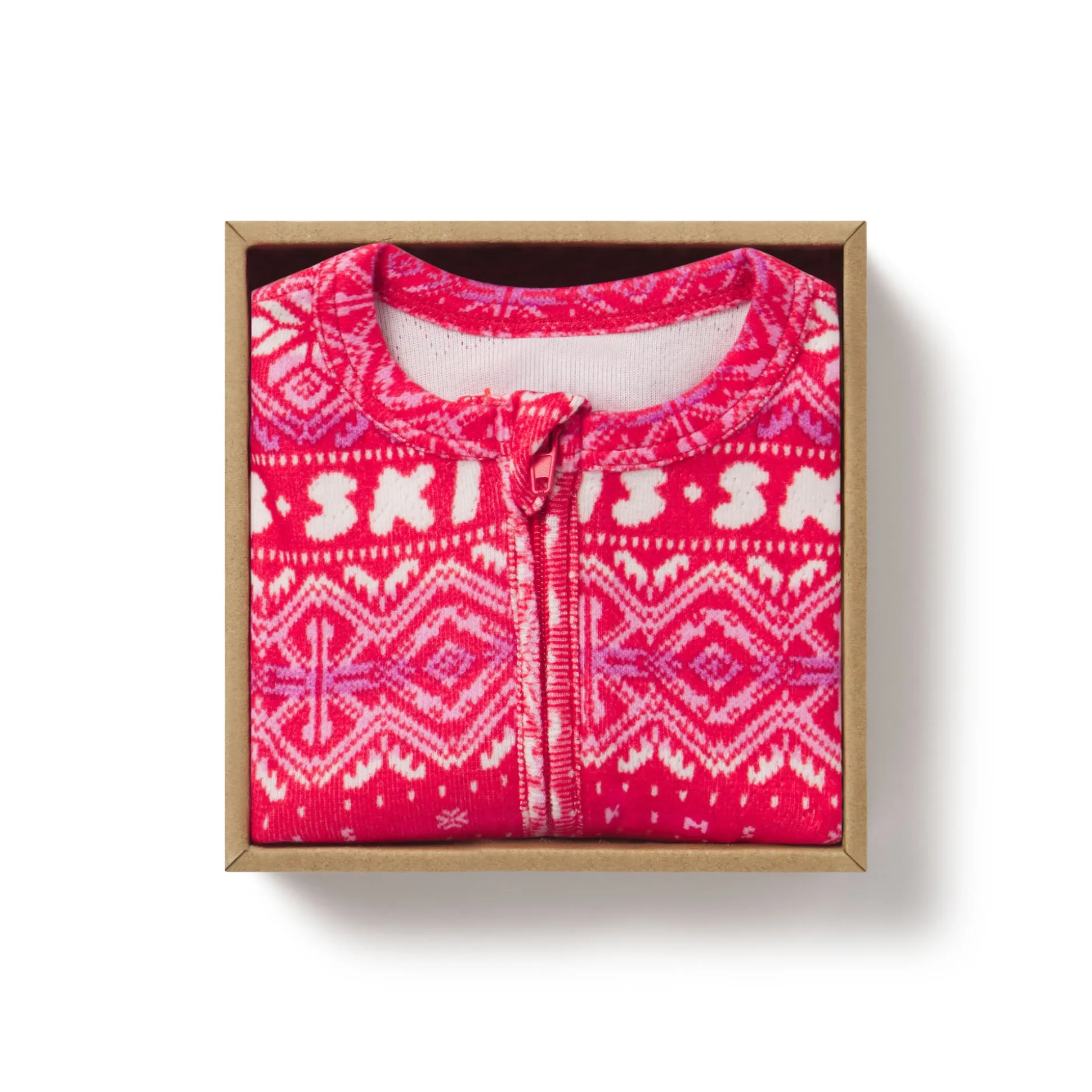 LOGO PLUSH POINTELLE BABY ONESIE | RED FAIR ISLE