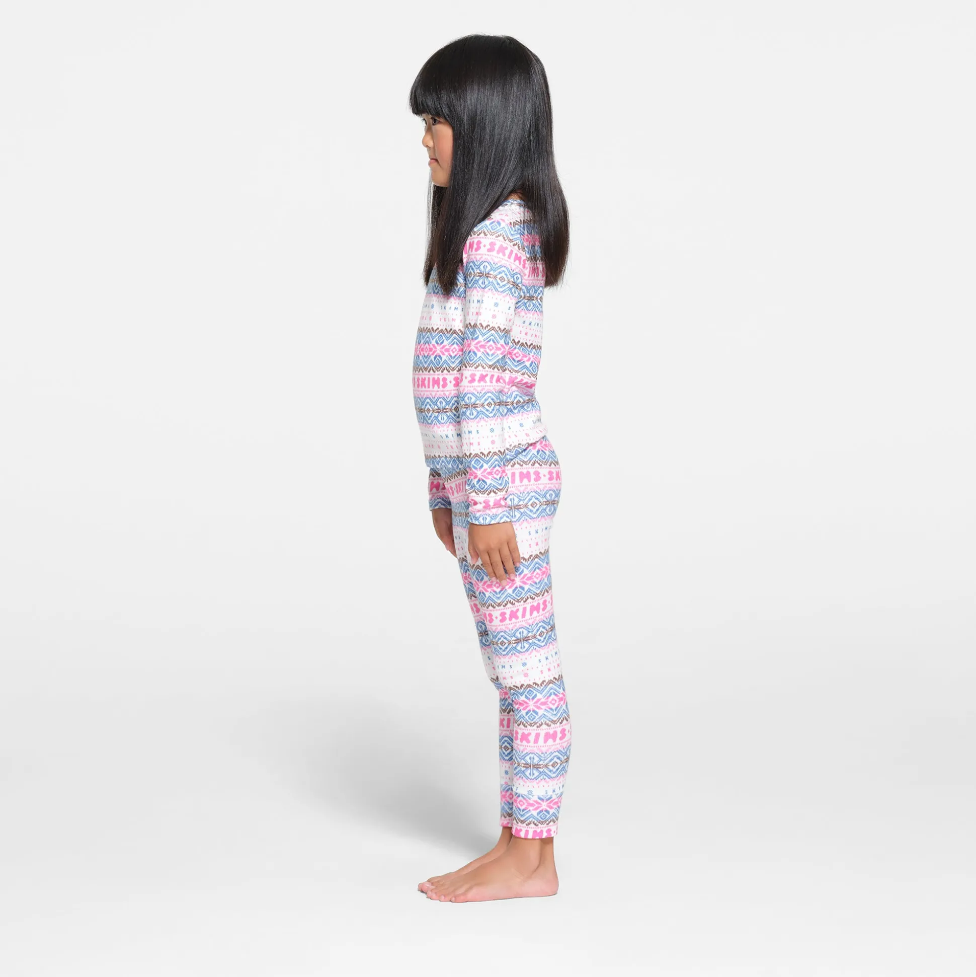 LOGO PLUSH POINTELLE KIDS LONG SLEEVE SET | OPAL FAIR ISLE