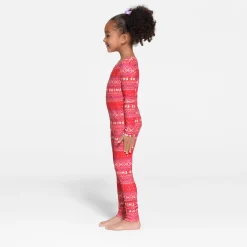 LOGO PLUSH POINTELLE KIDS LONG SLEEVE SET | RED FAIR ISLE