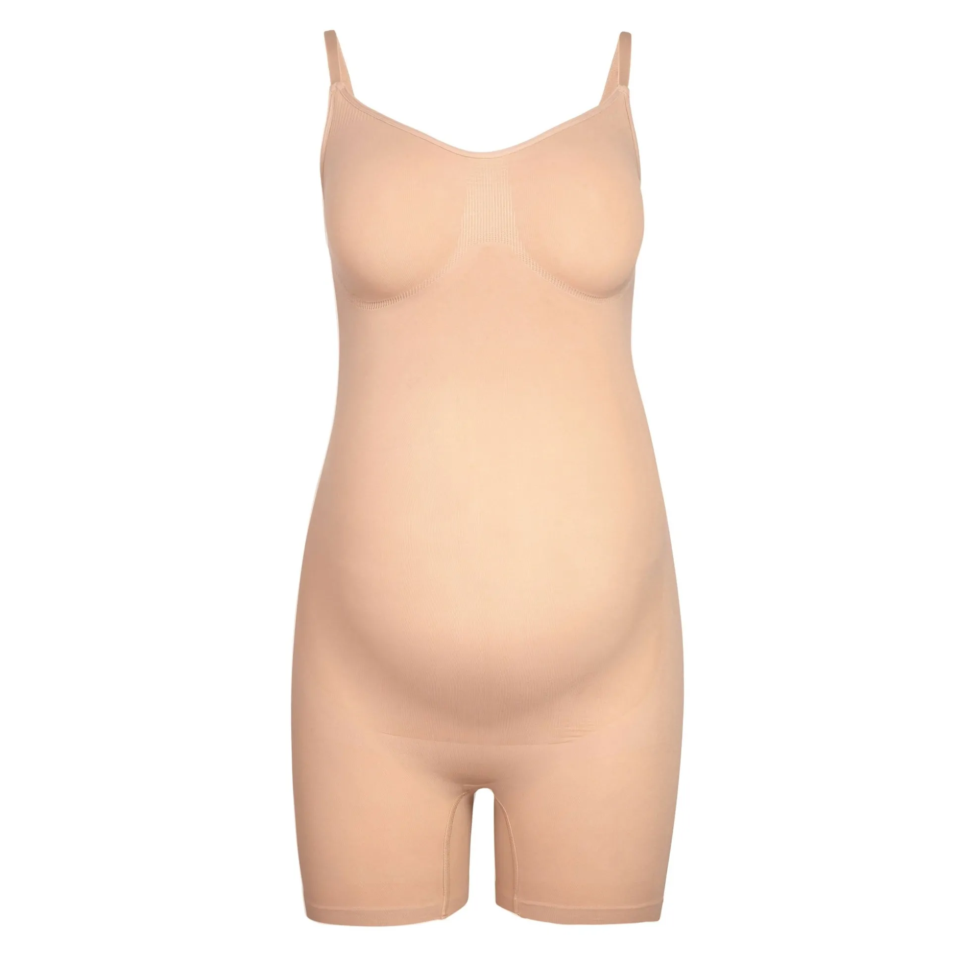 MATERNITY SCULPTING BODYSUIT MID THIGH | CLAY