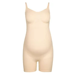 MATERNITY SCULPTING BODYSUIT MID THIGH | SAND