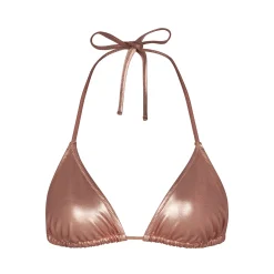 METALLIC SWIM TRIANGLE TOP | CHAMPAGNE