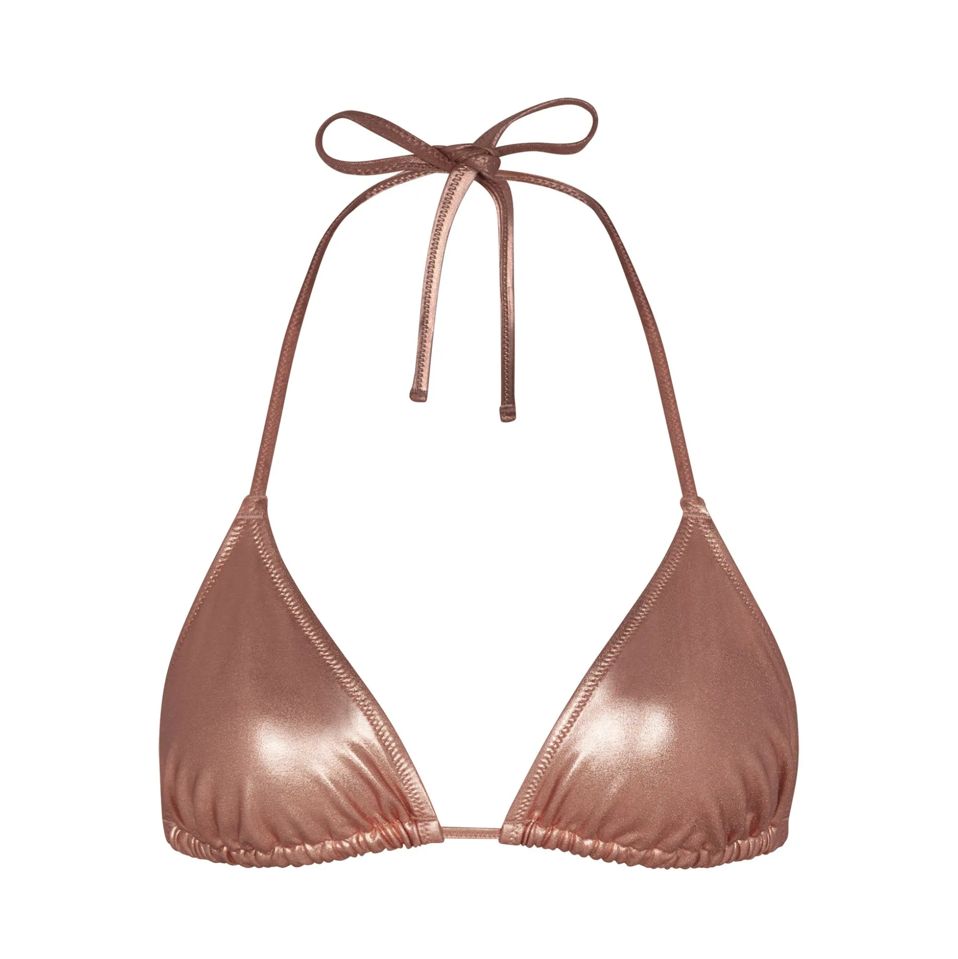 METALLIC SWIM TRIANGLE TOP | CHAMPAGNE