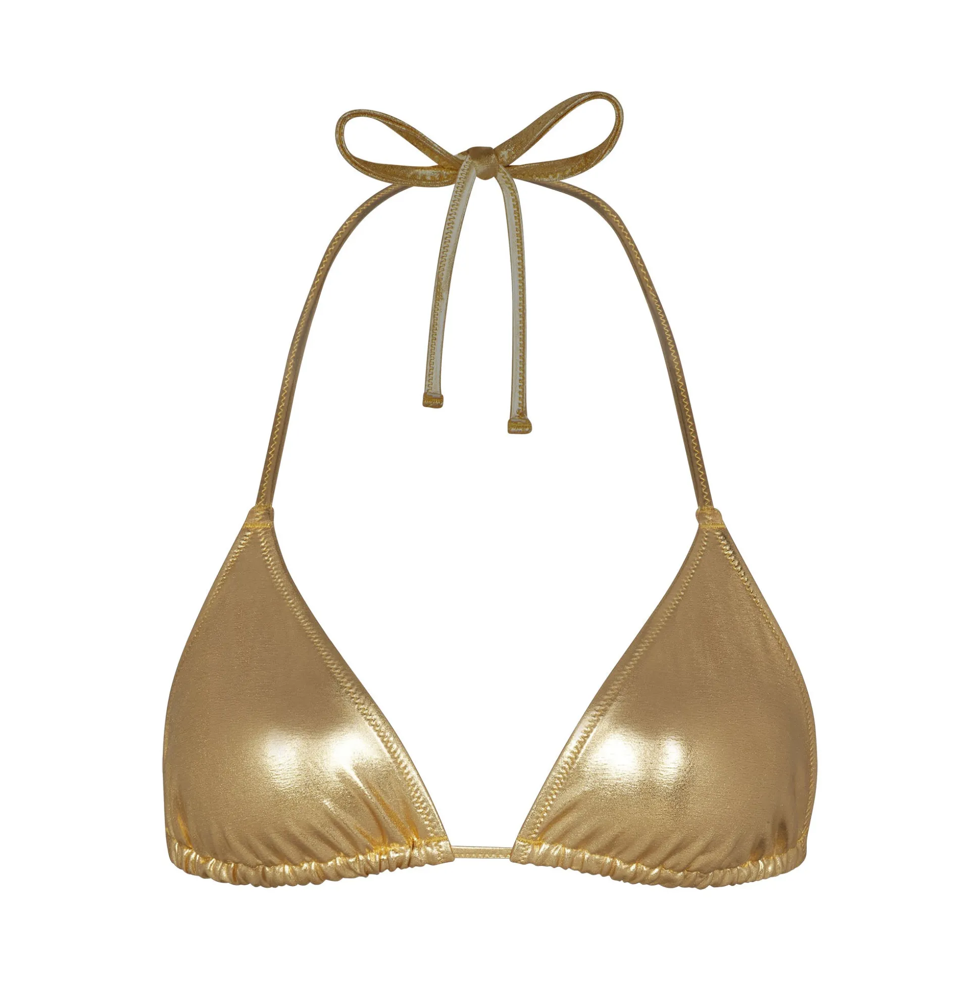 METALLIC SWIM TRIANGLE TOP | GOLD