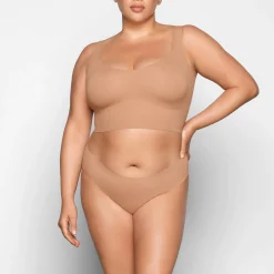 NAKED PLUNGE LONGLINE BRALETTE | OCHRE