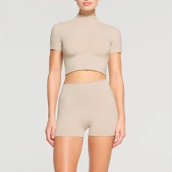 RAW EDGE CROPPED T-SHIRT | STONE